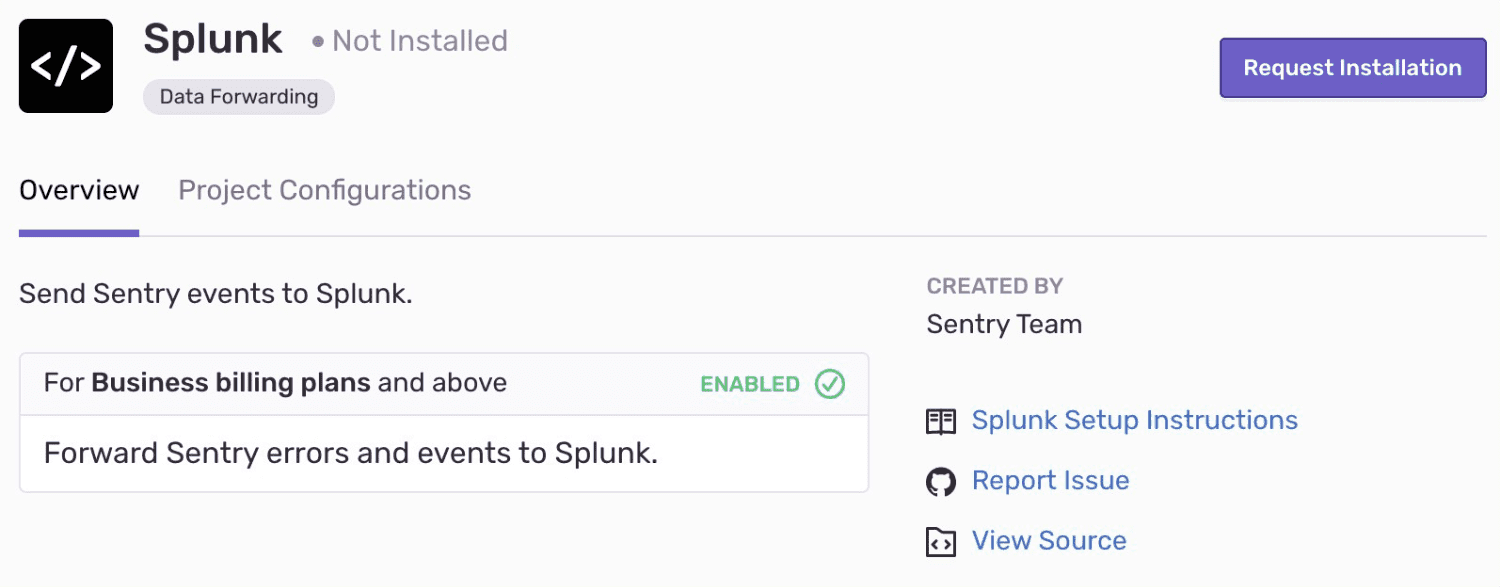 Install Splunk integration